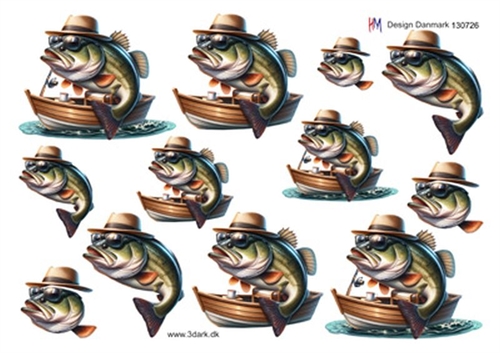 3D Sjov fisk i båd
